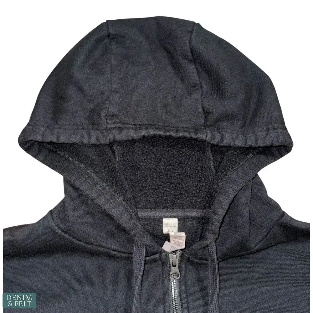 Alo Yoga Cropped Gym Zip-Up Hoodie Black Womens XS Thumbholes Long Sleeve Jacket